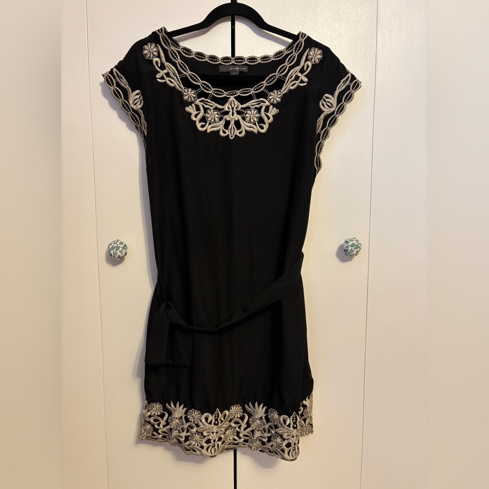 Forever 21 Black Dress with Elegant Gold Embroidery